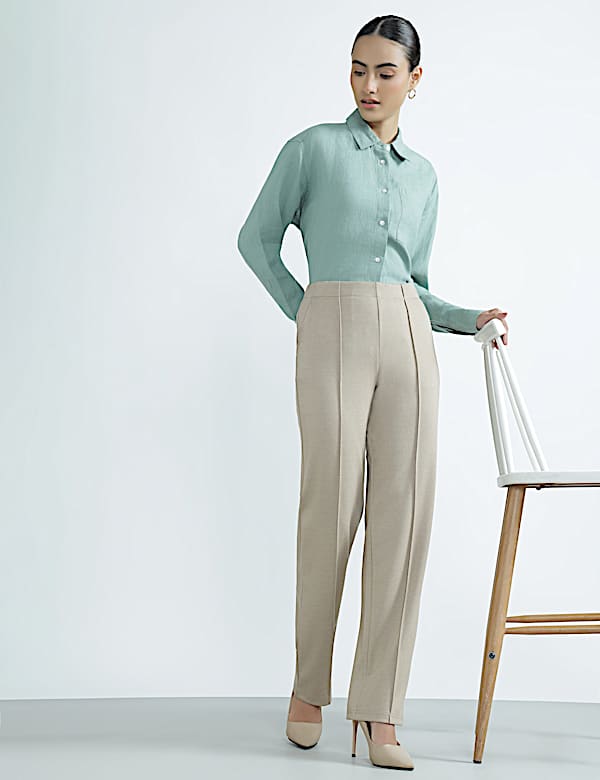Elasticated Waist High Rise Trousers