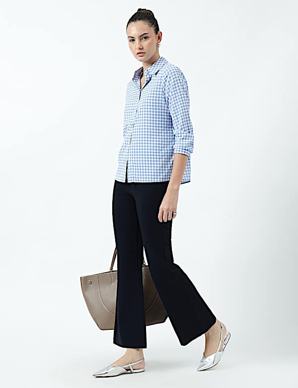 High Waist Side Zip Flared Trousers