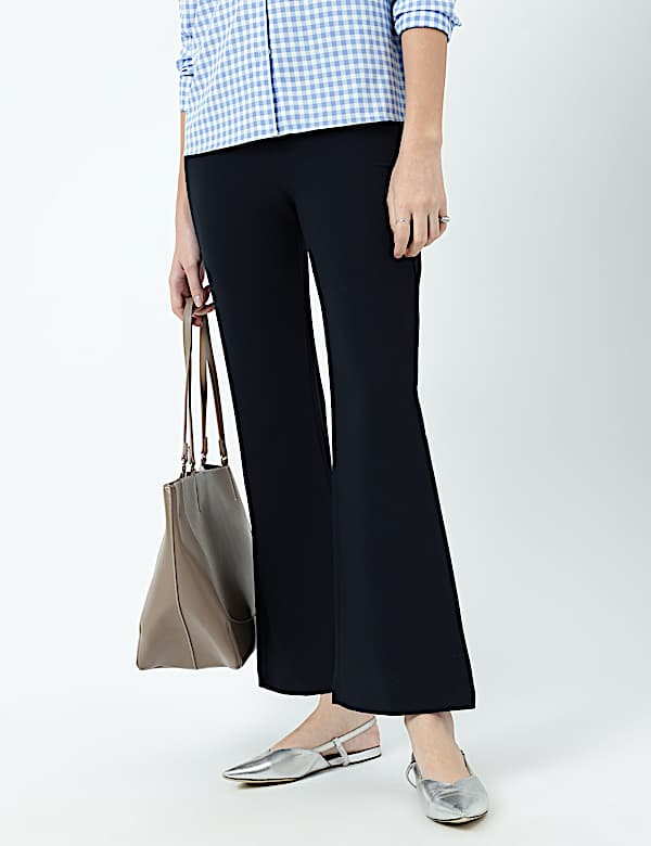 High Waist Side Zip Flared Trousers