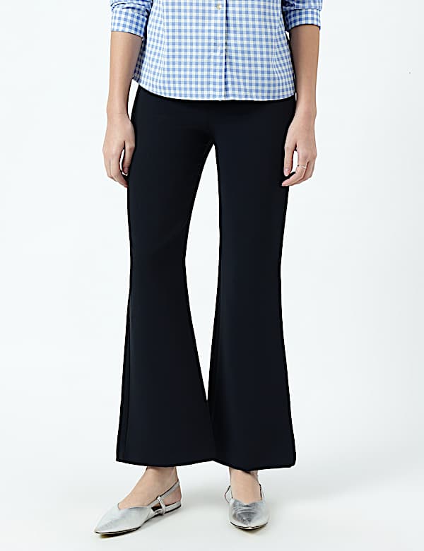 High Waist Side Zip Flared Trousers