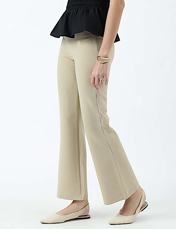 High Waist Side Zip Flared Trousers