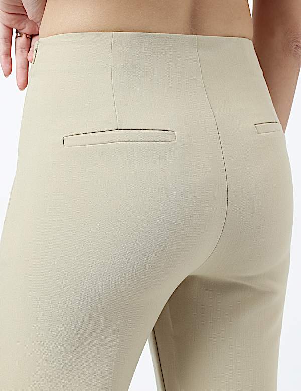 High Waist Side Zip Flared Trousers