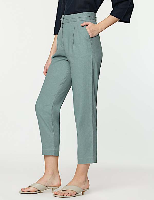 Linen Rich Straight Leg Trousers