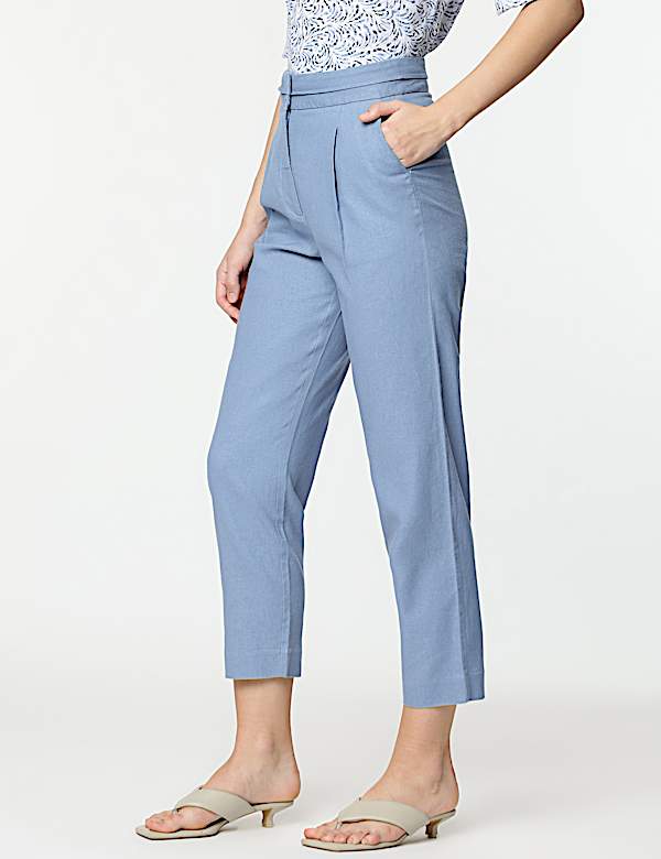 Linen Rich Straight Leg Trousers