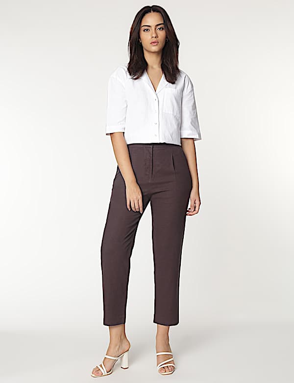 Linen Rich Straight Leg Trousers