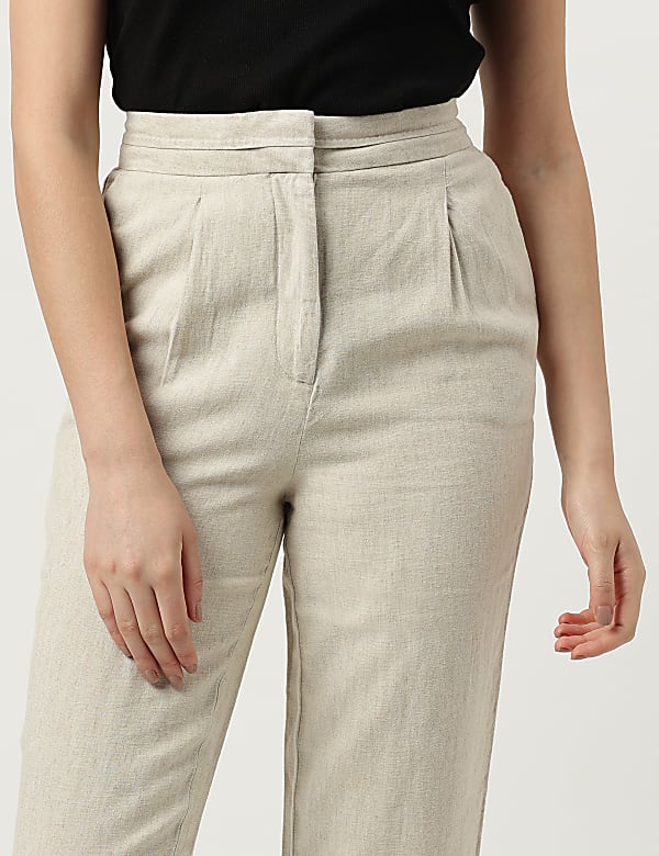Linen Rich Straight Leg Trousers