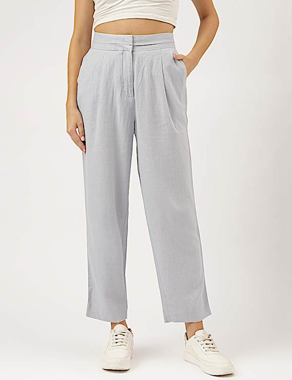 Linen Rich Straight Leg Trousers