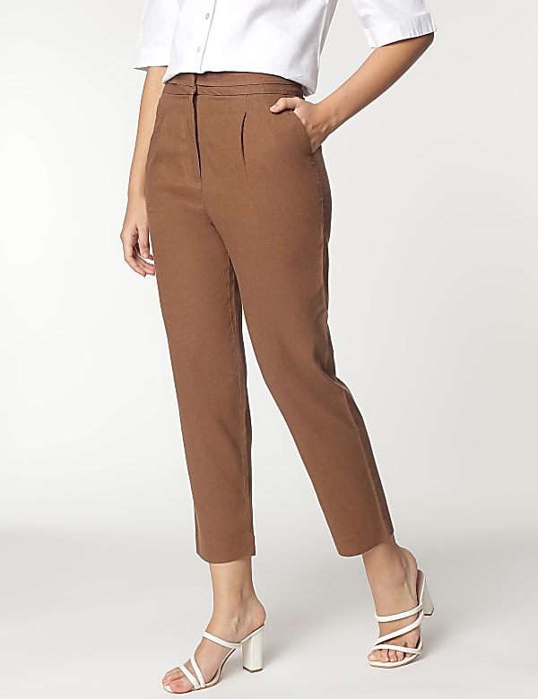 Linen Rich Straight Leg Trousers