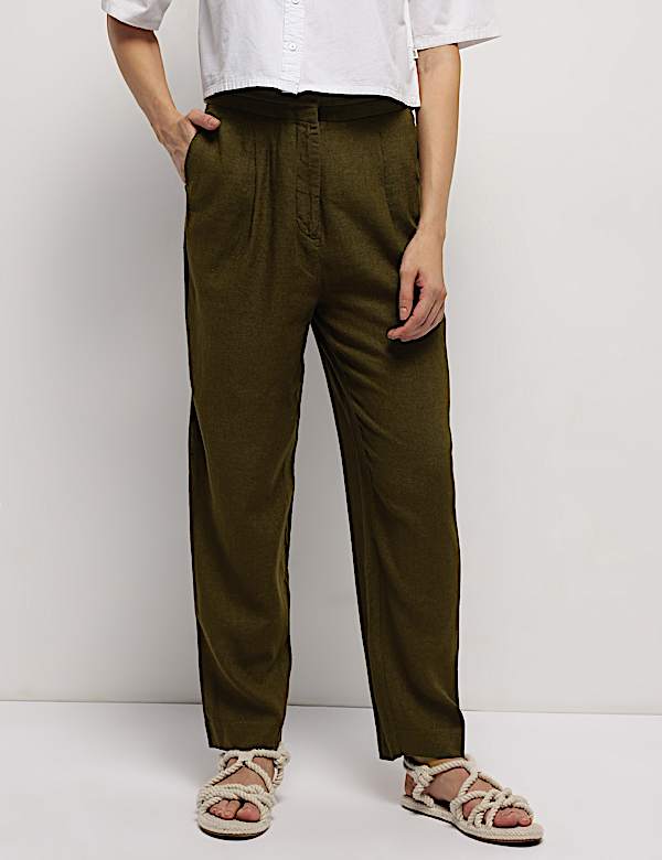 Linen Rich Straight Leg Trousers