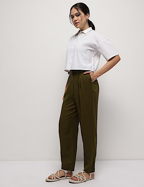 Linen Rich Straight Leg Trousers