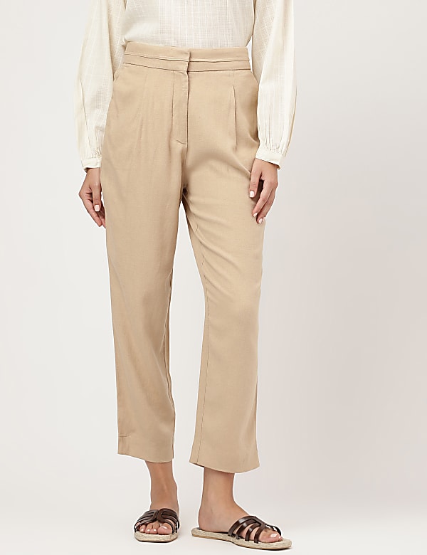 Linen Rich Straight Leg Trousers