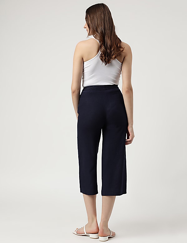 Linen Rich Wide Leg Trousers