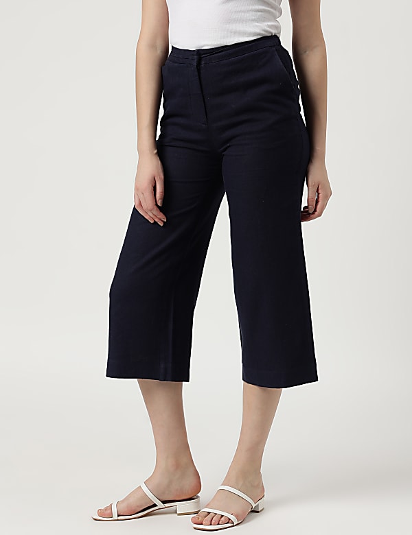 Linen Rich Wide Leg Trousers