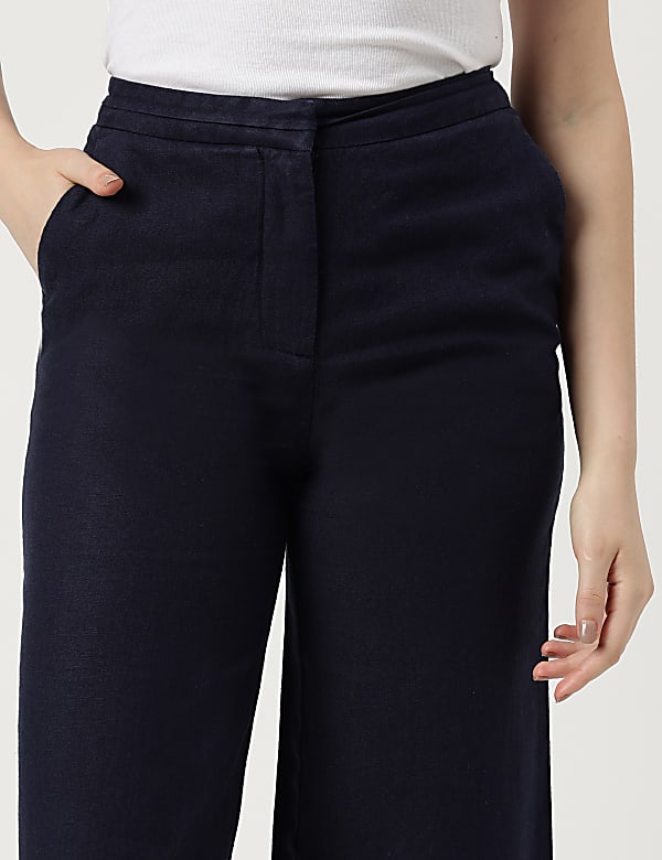 Linen Rich Wide Leg Trousers