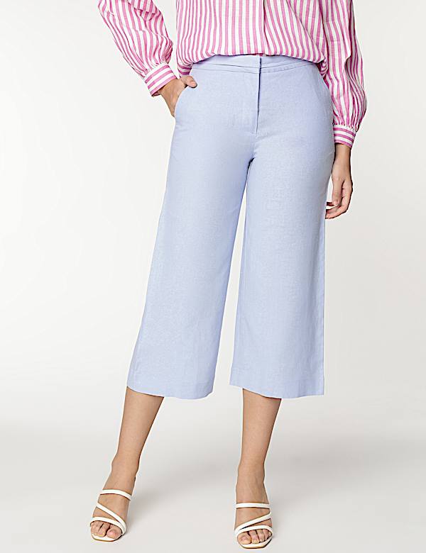 Linen Rich Wide Leg Trousers