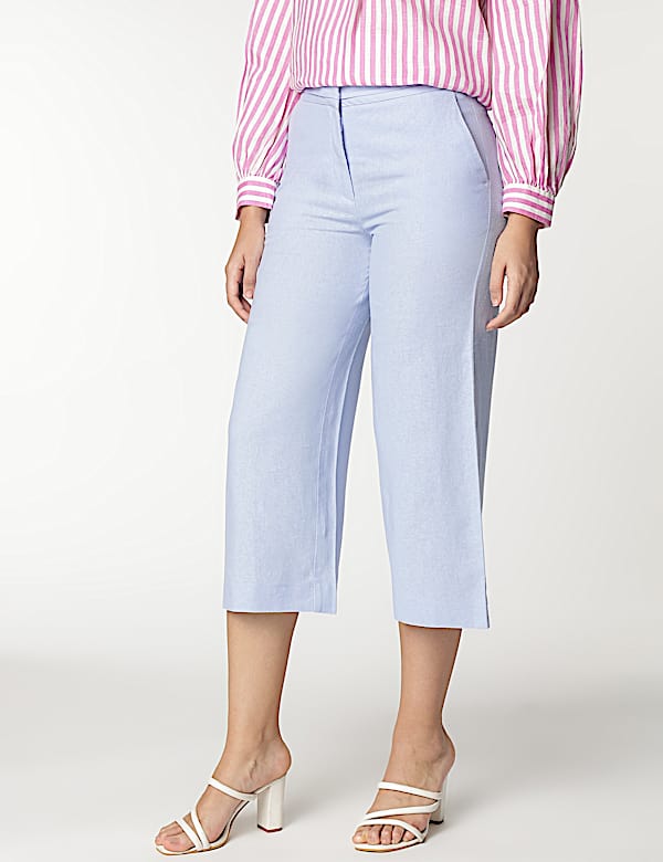 Linen Rich Wide Leg Trousers