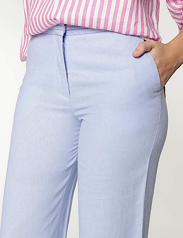 Linen Rich Wide Leg Trousers
