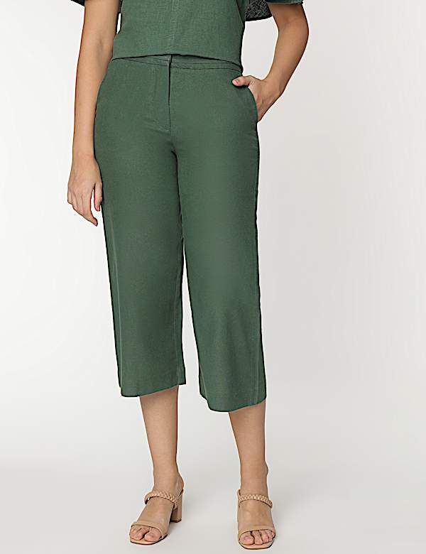 Linen Rich Wide Leg Trousers