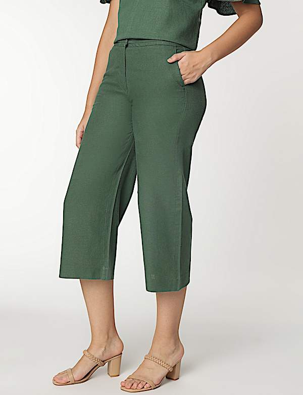 Linen Rich Wide Leg Trousers