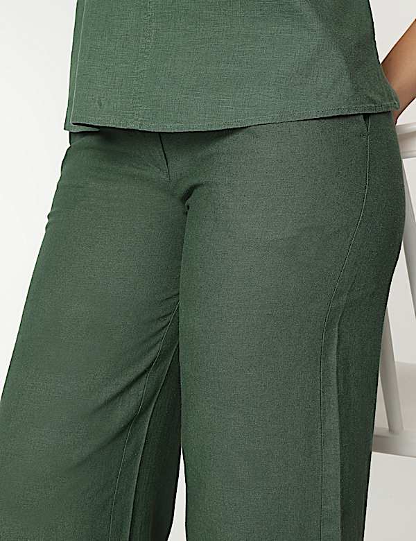 Linen Rich Wide Leg Trousers