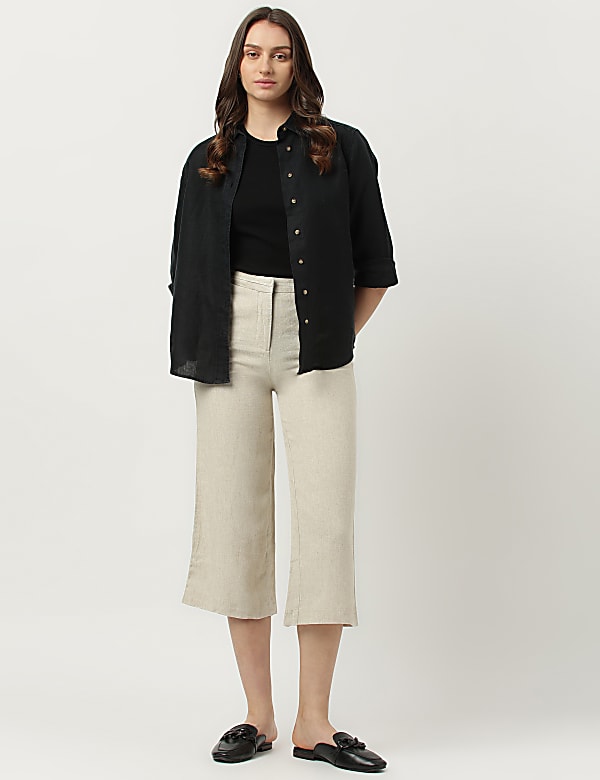 Linen Rich Wide Leg Trousers
