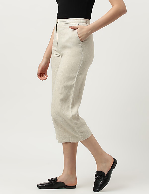 Linen Rich Wide Leg Trousers