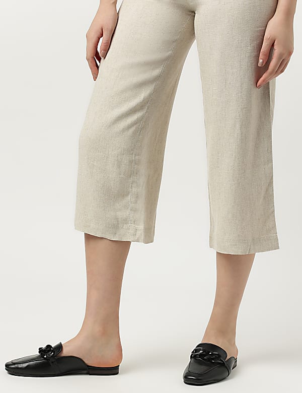 Linen Rich Wide Leg Trousers