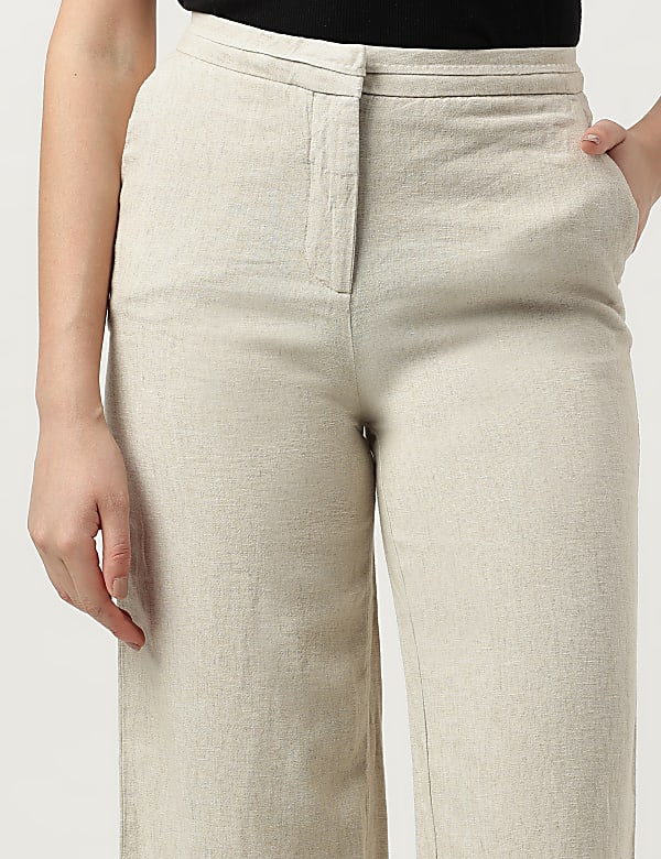 Linen Rich Wide Leg Trousers