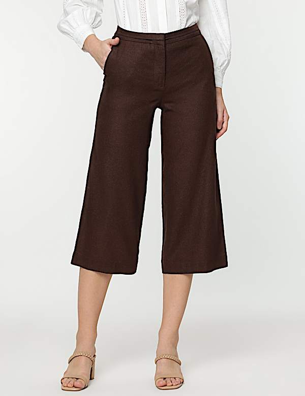 Linen Rich Wide Leg Trousers