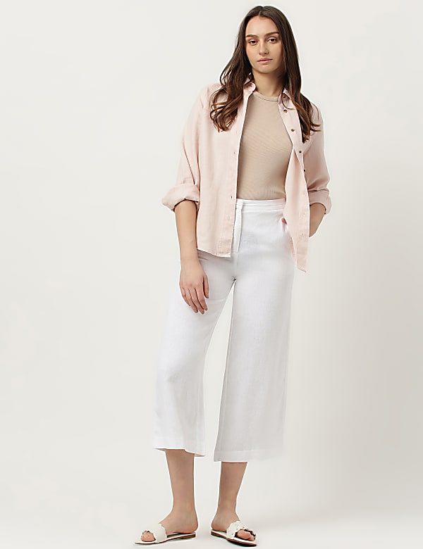 Linen Rich Wide Leg Trousers