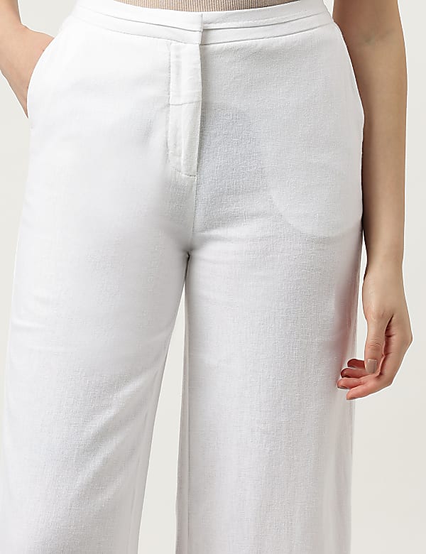Linen Rich Wide Leg Trousers