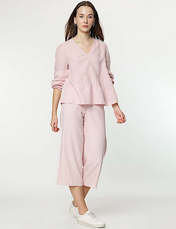 Linen Rich Wide Leg Trousers