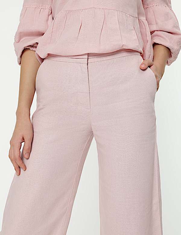 Linen Rich Wide Leg Trousers