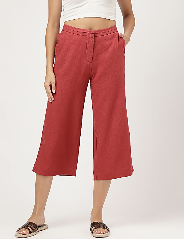 Linen Rich Wide Leg Trousers