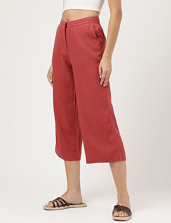 Linen Rich Wide Leg Trousers