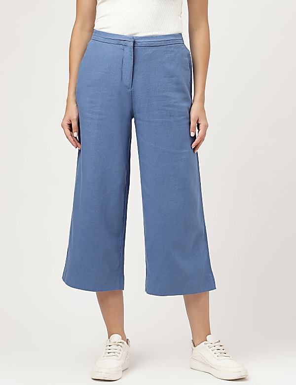 Linen Rich Wide Leg Trousers