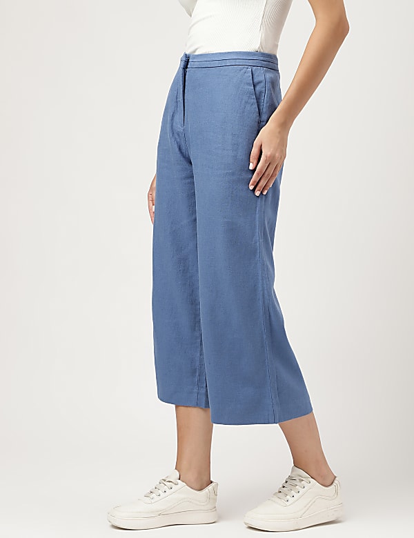 Linen Rich Wide Leg Trousers
