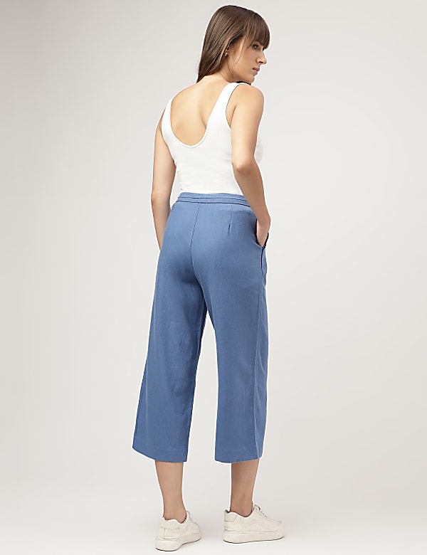 Linen Rich Wide Leg Trousers