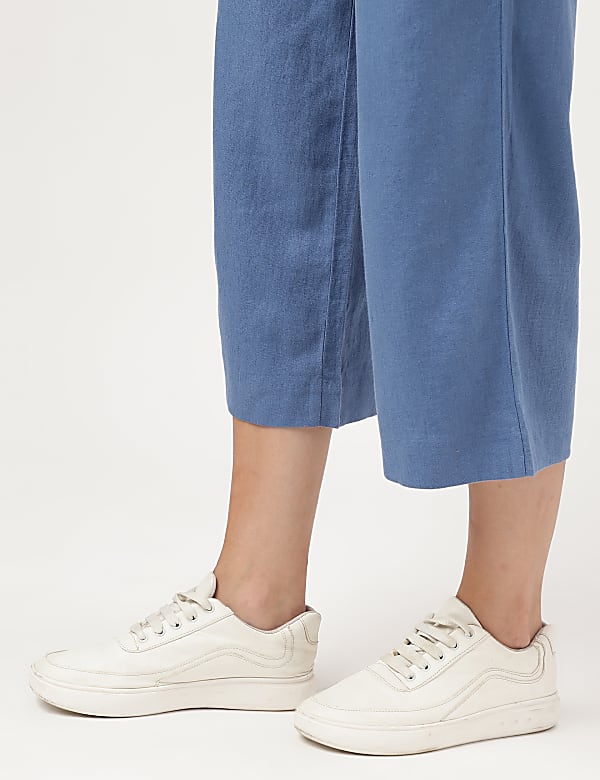 Linen Rich Wide Leg Trousers
