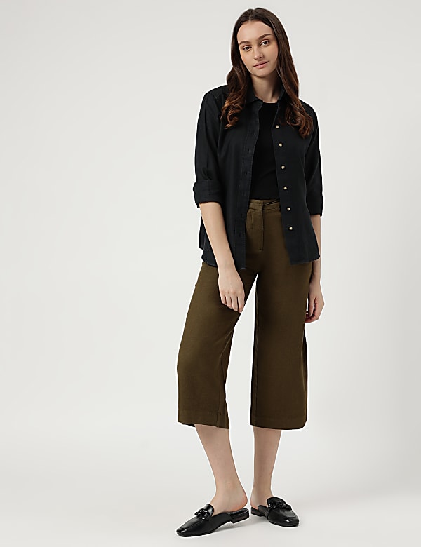 Linen Rich Wide Leg Trousers