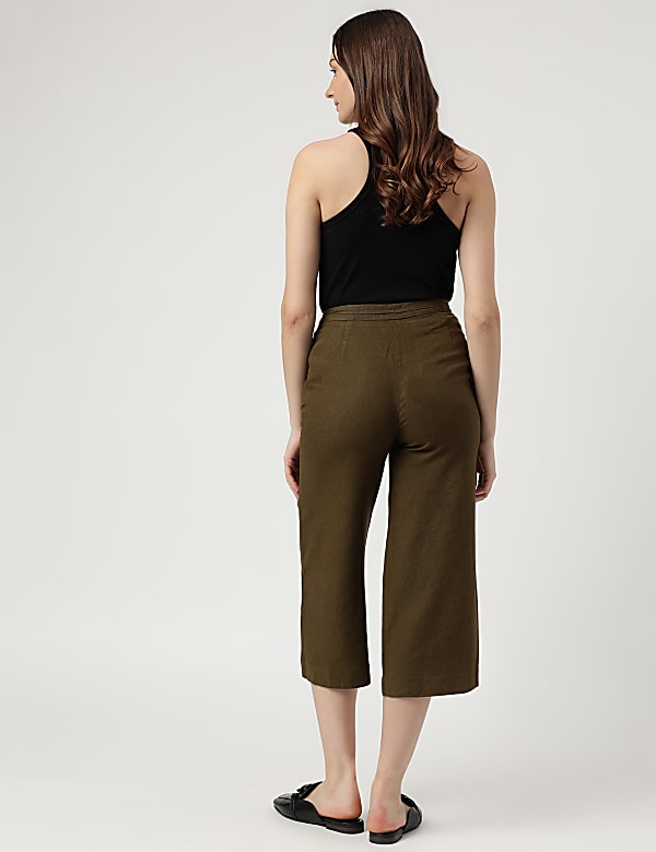 Linen Rich Wide Leg Trousers