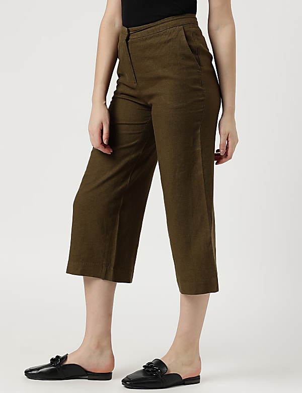 Linen Rich Wide Leg Trousers