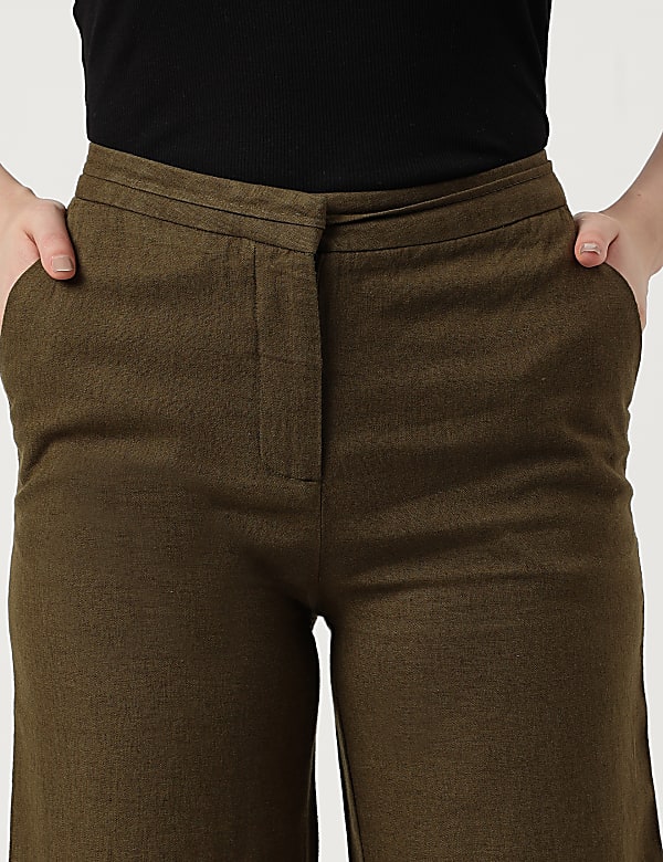 Linen Rich Wide Leg Trousers