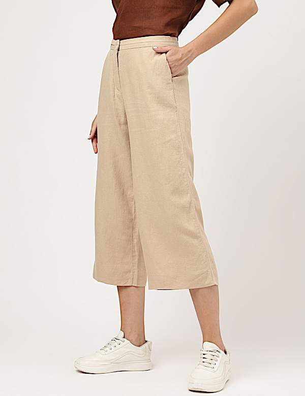 Linen Rich Wide Leg Trousers