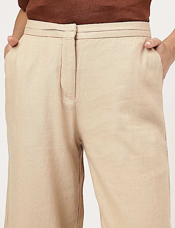 Linen Rich Wide Leg Trousers