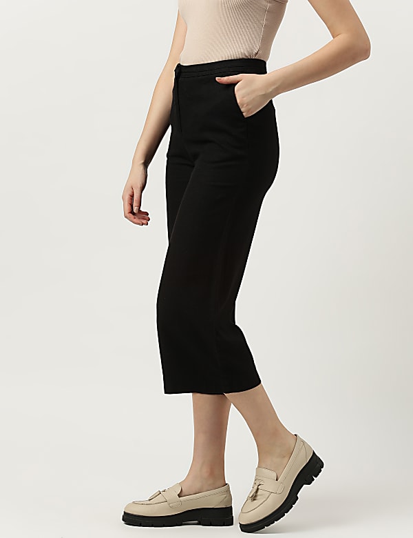 Linen Rich Wide Leg Trousers