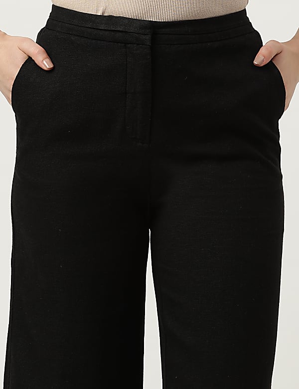 Linen Rich Wide Leg Trousers