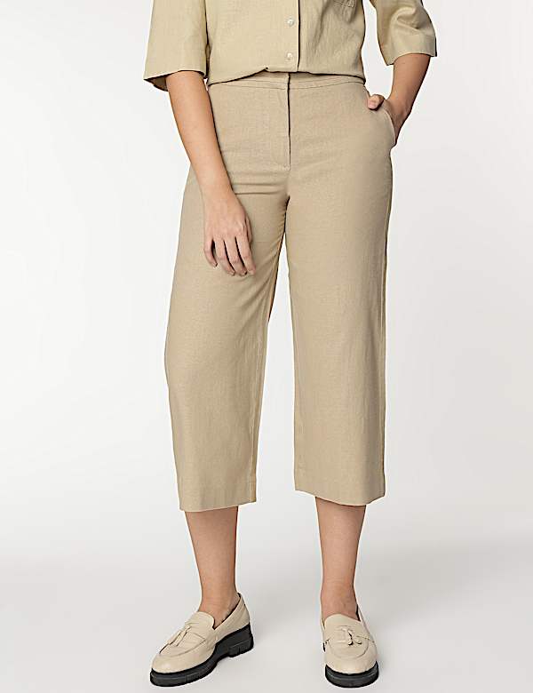 Linen Rich Wide Leg Trousers