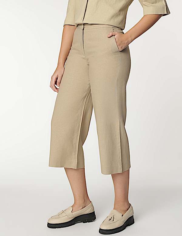Linen Rich Wide Leg Trousers