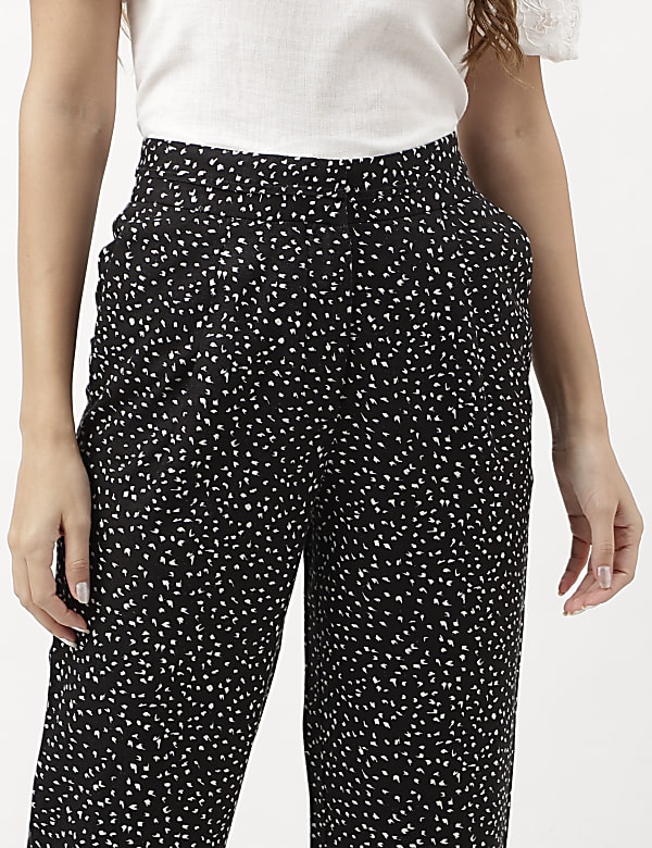 Linen Rich Dotted Mid Calf Trousers